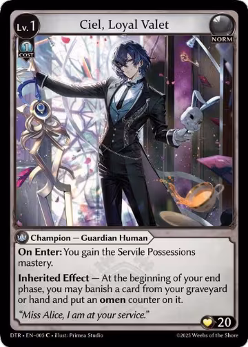 Ciel, Loyal Valet (005), Distorted Reflections — Grand Archive card price