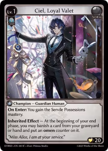 Ciel, Loyal Valet (3), Distorted Reflections Starter Decks — Grand Archive card price
