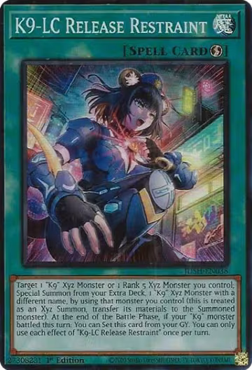 K9-LC Release Restraint (Super Rare) (JUSH-EN038), Justice Hunters — Yu-Gi-Oh! card price