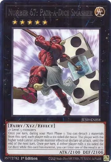 Number 67: Pair-a-Dice Smasher (JUSH-EN058), Justice Hunters — Yu-Gi-Oh! card price