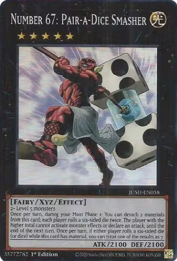 Number 67: Pair-a-Dice Smasher (Super Rare) (JUSH-EN058), Justice Hunters — Yu-Gi-Oh! card price
