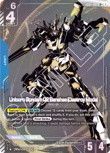 Unicorn Gundam 02 Banshee (Destroy Mode) (LR+) (GD01-003), Newtype Rising — Gundam card price