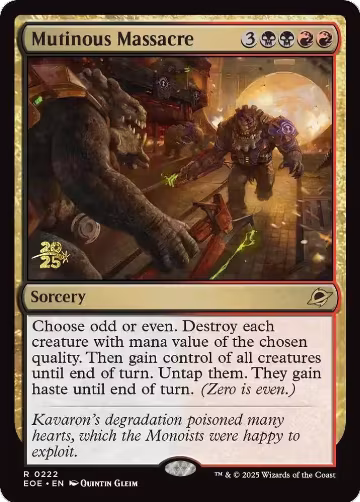 Mutinous Massacre (222), Prerelease Cards — Magic card price