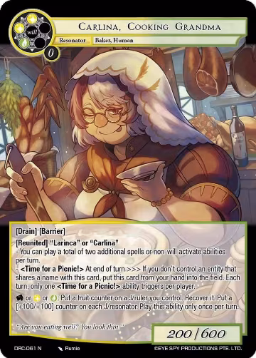 Carlina, Cooking Grandma (DRC-061 N), Descent into the Raven's Catacombs — Force of Will card price