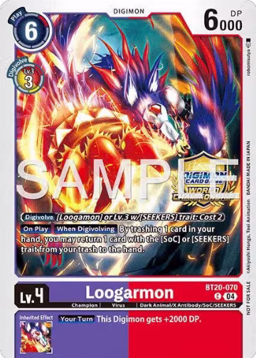 Loogarmon (Regionals 25-26 Season 2 Champion) (BT20-070 C), Release Special Booster 2.5 — Digimon card price