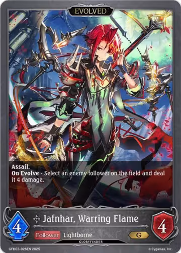 Jafnhar, Warring Flame (Evolved) (GFD02-026EN), Treacherous Ambitions — Shadowverse card price