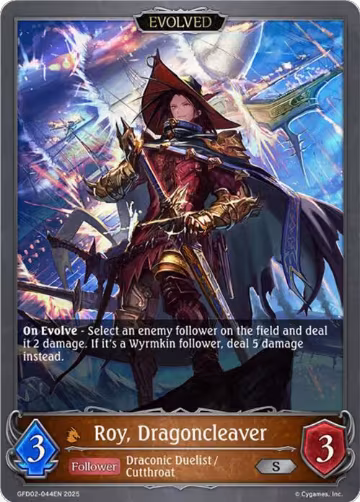 Roy, Dragoncleaver (Evolved) (GFD02-044EN), Treacherous Ambitions — Shadowverse card price
