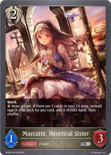 Marcotte, Heretical Sister (GFD02-051EN), Treacherous Ambitions — Shadowverse card price