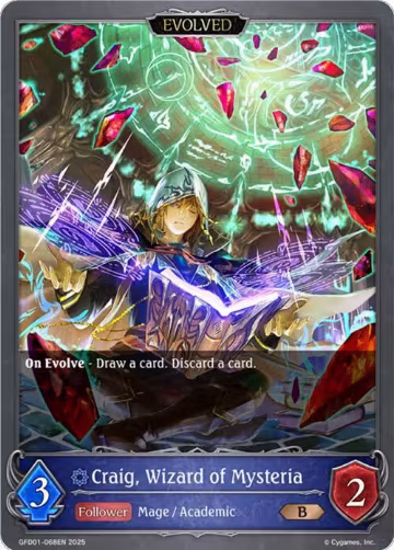 Craig, Wizard of Mysteria (Evolved) (GFD01-068EN), Luxheart Legends — Shadowverse card price