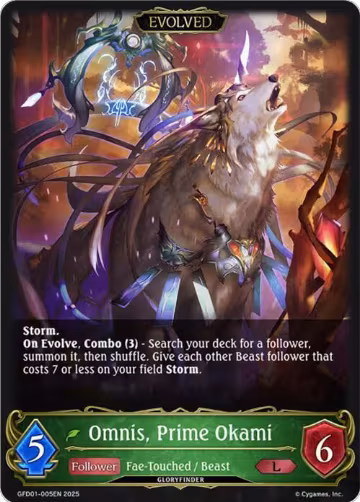 Omnis, Prime Okami (Evolved) (GFD01-005EN), Luxheart Legends — Shadowverse card price