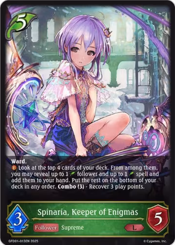 Spinaria, Keeper of Enigmas (GFD01-013EN), Luxheart Legends — Shadowverse card price