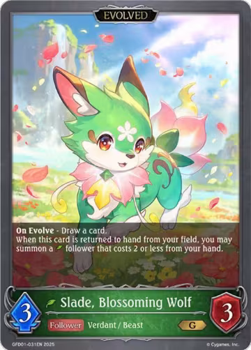 Slade, Blossoming Wolf (Evolved) (GFD01-031EN), Luxheart Legends — Shadowverse card price