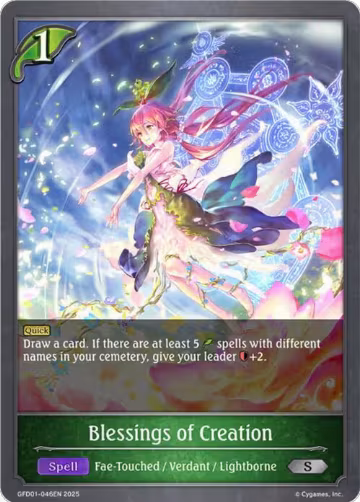 Blessings of Creation (GFD01-046EN), Luxheart Legends — Shadowverse card price