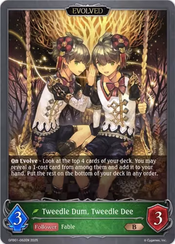 Tweedle Dum, Tweedle Dee (Evolved) (GFD01-062EN), Luxheart Legends — Shadowverse card price