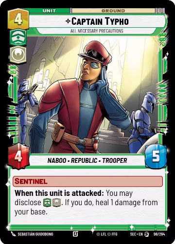 Captain Typho - All Necessary Precautions (98/264), Secrets of Power — Star Wars card price