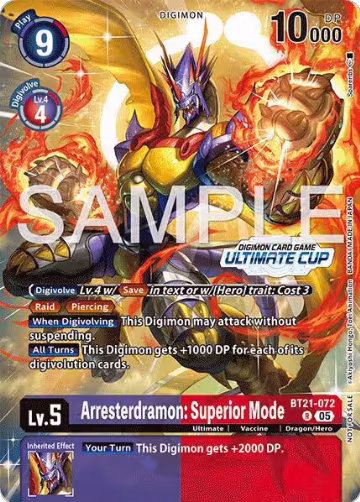 Arresterdramon: Superior Mode (Ultimate Cup 25-26 Season 2) (BT21-072 R), World Convergence — Digimon card price