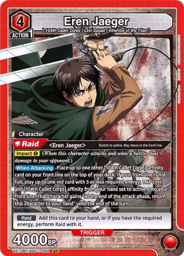 Eren Jaeger (092) (UE10BT/AOT-1-092), Attack on Titan — Union Arena card price
