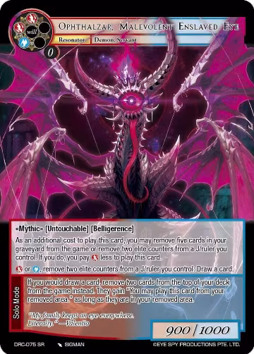Opthalzar, Malevolent Enslaved Eye (DRC-075 SR), Descent into the Raven's Catacombs — Force of Will card price