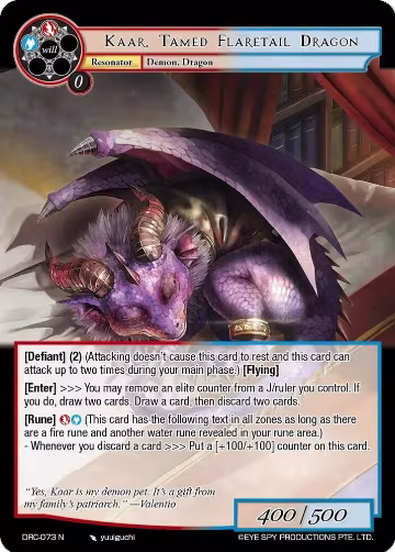 Kaar, Tamed Flaretail Dragon (DRC-073 N), Descent into the Raven's Catacombs — Force of Will card price