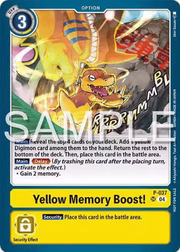 Yellow Memory Boost! (Time Stranger Demo Deck) (P-037 SR), Digimon Demo Deck Exclusive Cards — Digimon card price