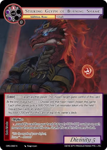 Striking Glyph of Burning Shame (DRC-082 N), Descent into the Raven's Catacombs — Force of Will card price