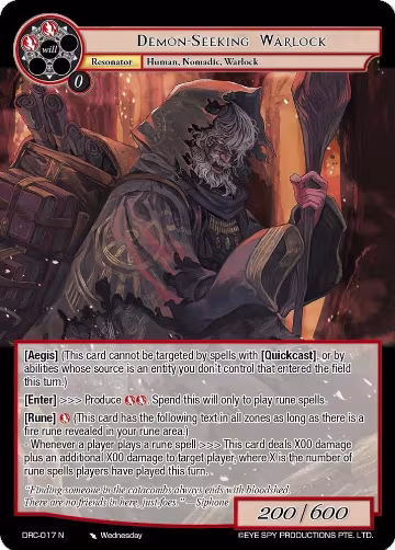 Demon-Seeking Warlock (DRC-017 N), Descent into the Raven's Catacombs — Force of Will card price