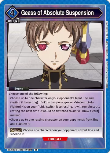 Geass of Absolute Suspension (UEX03BT/CGH-2-034), UEX03BT: CODE GEASS: Lelouch of the Rebellion Vol.2 — Union Arena card price