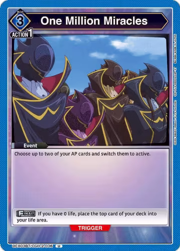 One Million Miracles (UEX03BT/CGH-2-036), UEX03BT: CODE GEASS: Lelouch of the Rebellion Vol.2 — Union Arena card price
