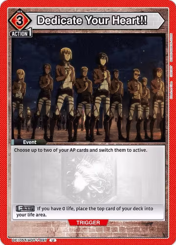 Dedicate Your Heart!! (UE10ST/AOT-1-097), Attack on Titan Starter Deck — Union Arena card price