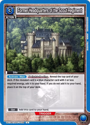 Former Headquarters of the Scout Regiment (UE10BT/AOT-1-028), Attack on Titan — Union Arena card price