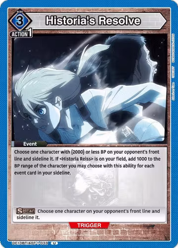 Historia's Resolve (UE10BT/AOT-1-033), Attack on Titan — Union Arena card price