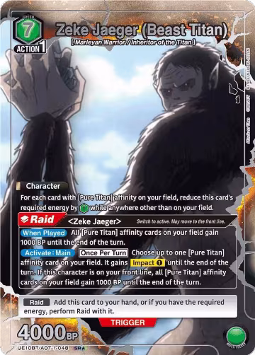 Zeke Jaeger (Beast Titan) (SR*) (UE10BT/AOT-1-048), Attack on Titan — Union Arena card price