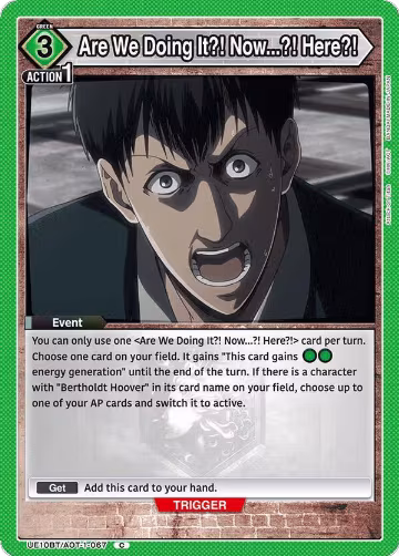 Are We Doing It?! Now...?! Here?! (UE10BT/AOT-1-067), Attack on Titan — Union Arena card price