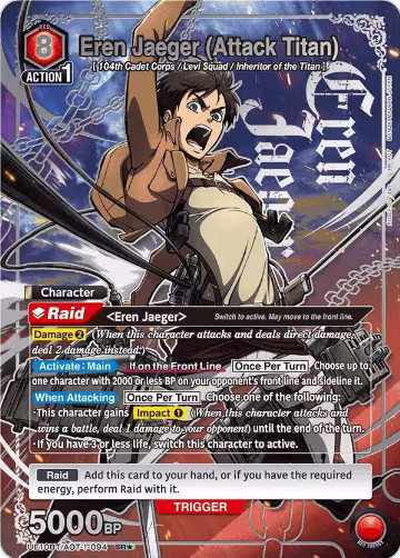 Eren Jaeger (Attack Titan) (094) (SR*) (UE10BT/AOT-1-094), Attack on Titan — Union Arena card price