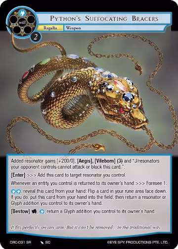 Python's Suffocating Bracers (DRC-031 SR), Descent into the Raven's Catacombs — Force of Will card price