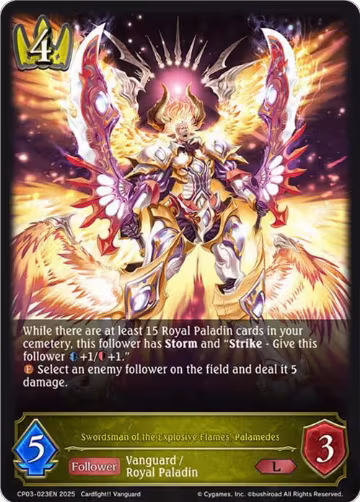 Swordsman of the Explosive Flames, Palamedes (CP03-023EN), Cardfight!! Vanguard — Shadowverse card price