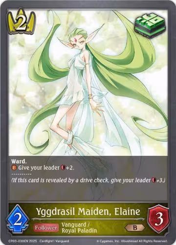 Yggdrasil Maiden, Elaine (CP03-038EN), Cardfight!! Vanguard — Shadowverse card price
