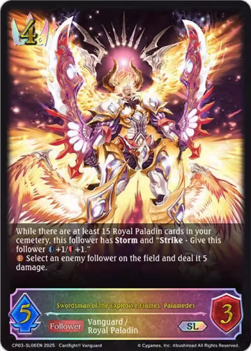 Swordsman of the Explosive Flames, Palamedes (SL) (CP03-SL06EN), Cardfight!! Vanguard — Shadowverse card price