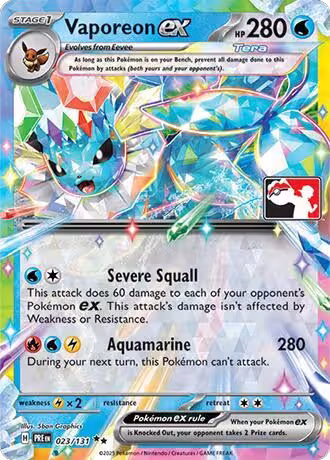Vaporeon ex - 023/131 (023/131), Prize Pack Series Cards — Pokémon card price