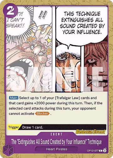 The "Extinguishes All Sound Created by Your Influence" Technique (OP12-077), Legacy of the Master Release Event Cards — One Piece card price