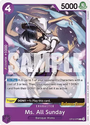 Ms. All Sunday (OP12-075), Legacy of the Master Release Event Cards — One Piece card price