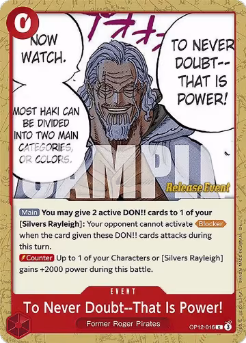 To Never Doubt--That Is Power! (OP12-016), Legacy of the Master Release Event Cards — One Piece card price