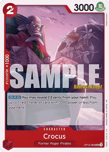Crocus (OP12-003), Legacy of the Master Release Event Cards — One Piece card price