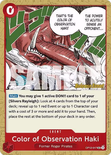 Color of Observation Haki (OP12-017), Legacy of the Master Release Event Cards — One Piece card price