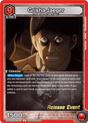 Grisha Jaeger (UEPR/AOT-1-072), Attack on Titan Release Event Cards — Union Arena card price