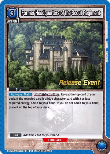 Former Headquarters of the Scout Regiment (UEPR/AOT-1-028), Attack on Titan Release Event Cards — Union Arena card price