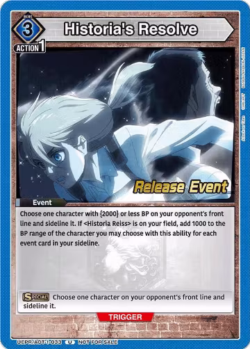 Historia's Resolve (UEPR/AOT-1-033), Attack on Titan Release Event Cards — Union Arena card price
