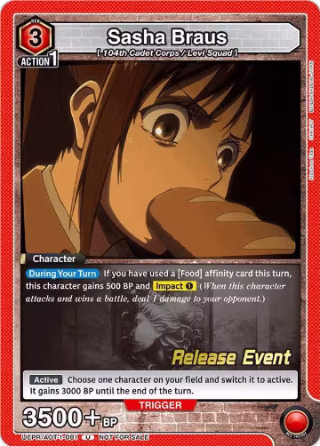 Sasha Braus (081) (UEPR/AOT-1-081), Attack on Titan Release Event Cards — Union Arena card price
