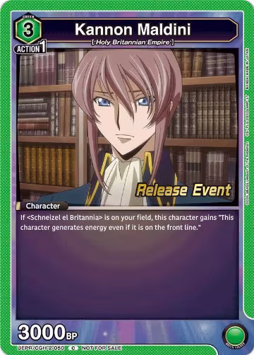 Kannon Maldini (UEPR/CGH-2-050), UEX03BT: CODE GEASS: Lelouch of the Rebellion Vol.2 Release Event Cards — Union Arena card price