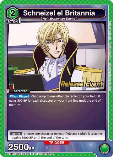 Schneizel el Britannia (UEPR/CGH-2-051), UEX03BT: CODE GEASS: Lelouch of the Rebellion Vol.2 Release Event Cards — Union Arena card price